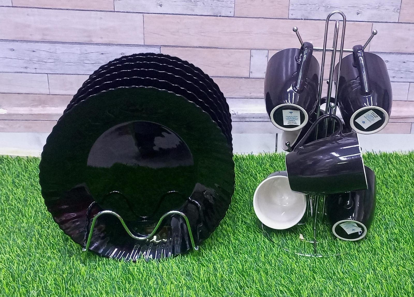 12 pc Black Dinner Set